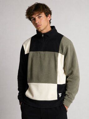 Teddy Fresh Men's Polar Colorblock Quarter Zip Pullover Sweatshirt 54550